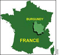 Map: France with Burgundy shown