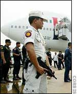 Thai police at Bangkok's Don Muang Airport
