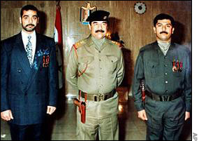 Saddam Hussein with sons