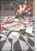 Fans at Lennon's memorial in Central Park