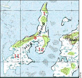 Map with Hog island Indicator