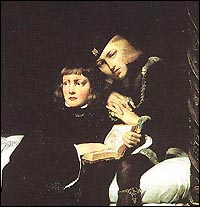 The Princes, reading in bed (painting by Delaroche)