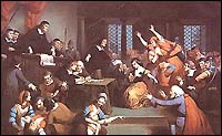 Painting of the trial of George Jacobs