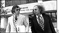 Jeffrey MacDonald (l) with Bernard Segal outside after court