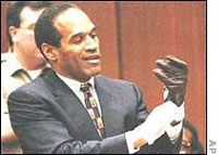 Simpson trying on the glove