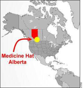Map of North America with Alberta Locator