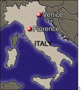 Map of Italy with Florence locator