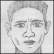 A sketch of the bushy-haired intruder in 1954, police evidence
