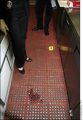 Police identify and collect evience.