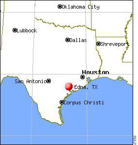 Map with Edna, TX locator