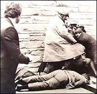 Press Secretary James Brady lies wounded (AP)