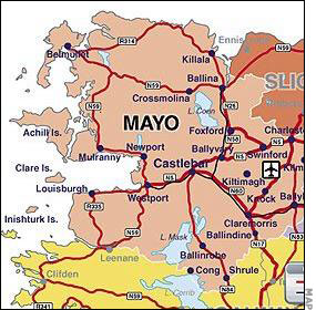 Map of Ireland Showing County Mayo