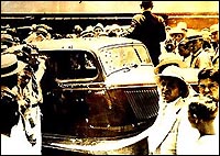 The bullet-riddled car