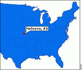 Map with Melvern Kansas Locator