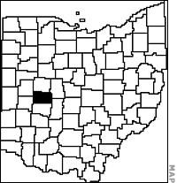Map of Ohio, with Champaign in black.