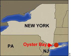 Map showing Oyster Bay, New York