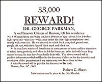 Recreation of the Parkman reward poster