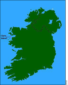 Map of Ireland with Clare Island Locator