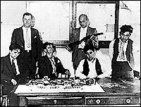 (in front, left to right) Pittsburgh Phil, Vito Gurino, Abe Reles, and Happy Maione
