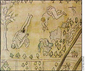 A narrative drawing of the Kirk O'Field murder scene