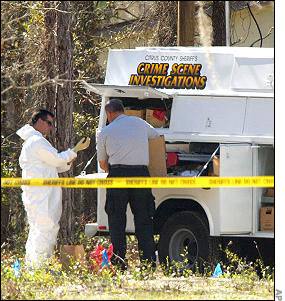 Investigators at the crime scene