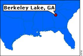 Map of Georgia with Berkley Lake indicator