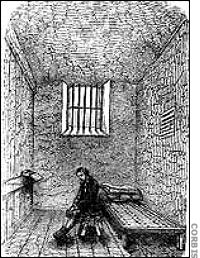 Drawing of a Prisoner in cell at Newgate Prison
