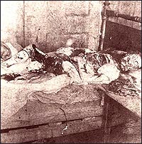 Body of Mary Kelly, as discovered in Miller's Court 